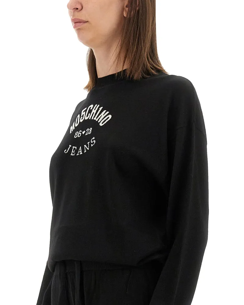 Moschino Virgin Wool Logo Sweater — Black Black