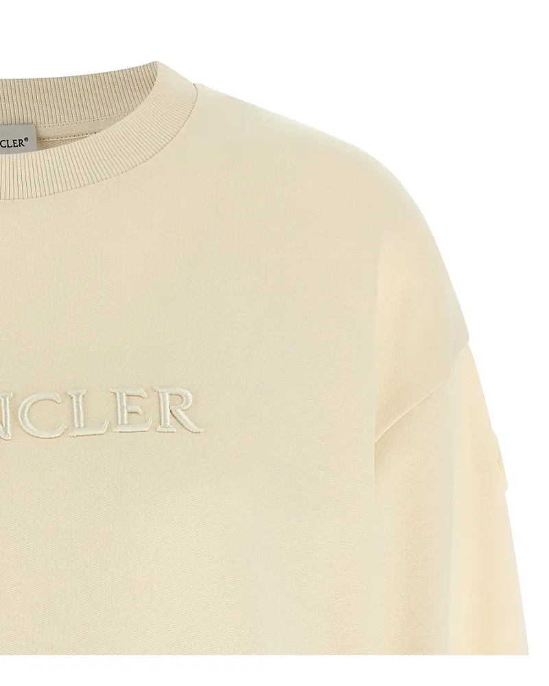 Moncler Logo-Embroidered Cotton Sweatshirt — Beige Beige