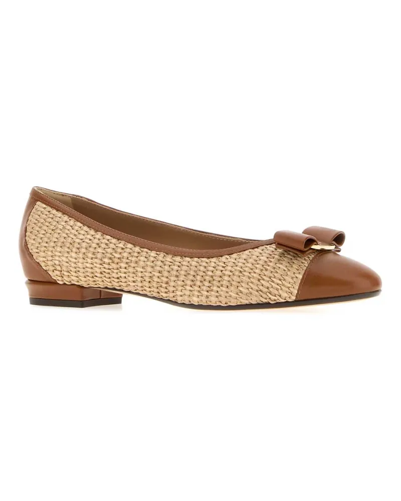 Ferragamo Women's Rafia Varina Ballerinas Naturalerstnaturale597biscotto Ballerine Flat Shoes Beige