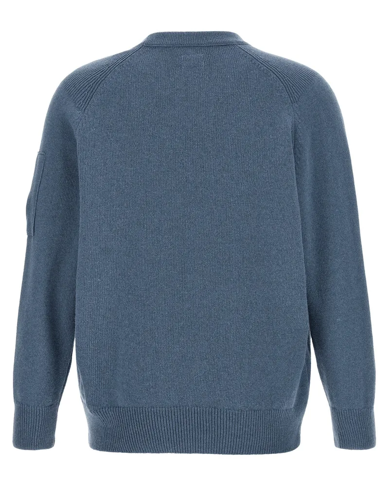 C.P. Company Lens-Detail Crew Neck Sweater — Blue Blue