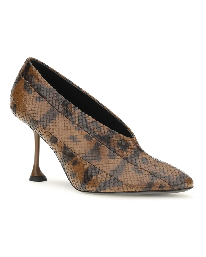 Proenza Schouler Women's Pumps Tee Pieced Python-Print Ochre Multi High Heel Shoes Brown