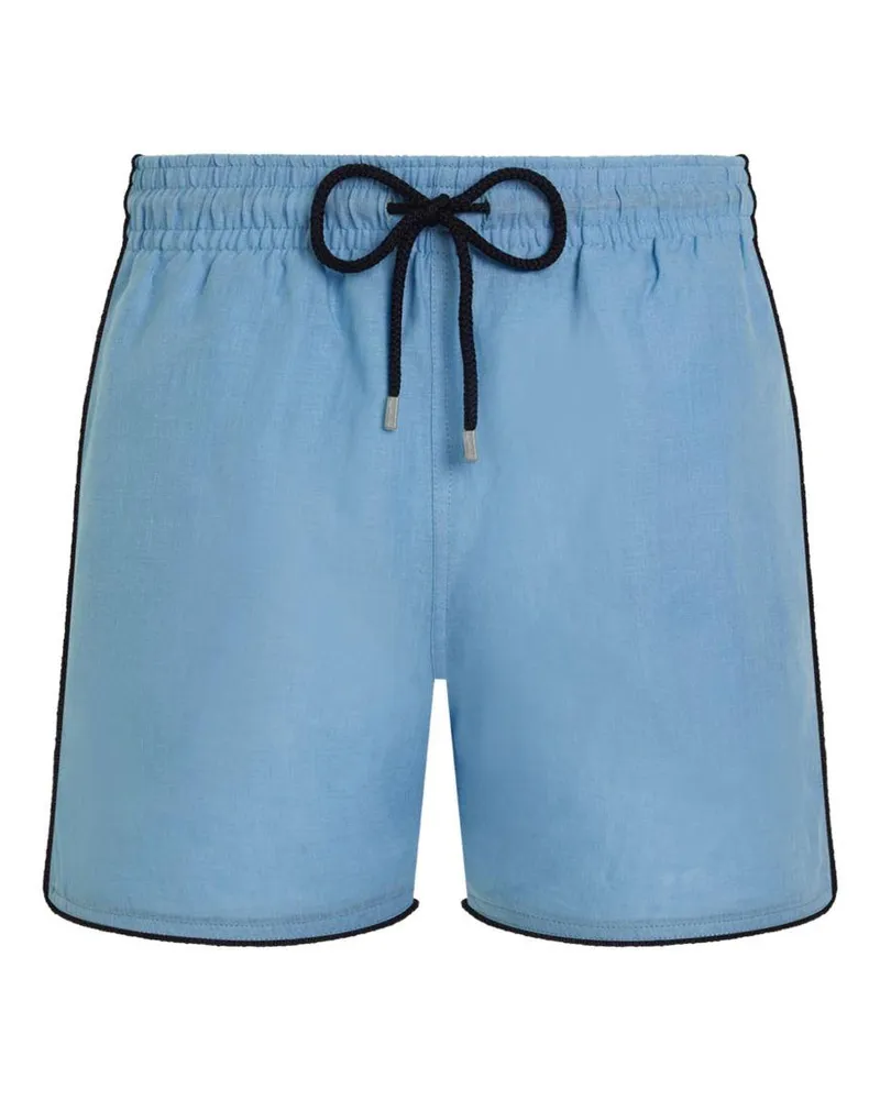 Vilebrequin Men's Swim Shorts Mallorca Blue Linen Suits Blue