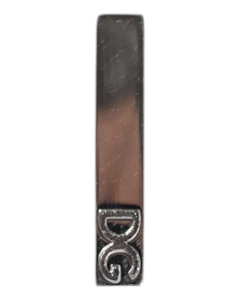 Dolce & Gabbana Men's Silver Tone Brass Logo Branded Tie Clip Bar Real Silver