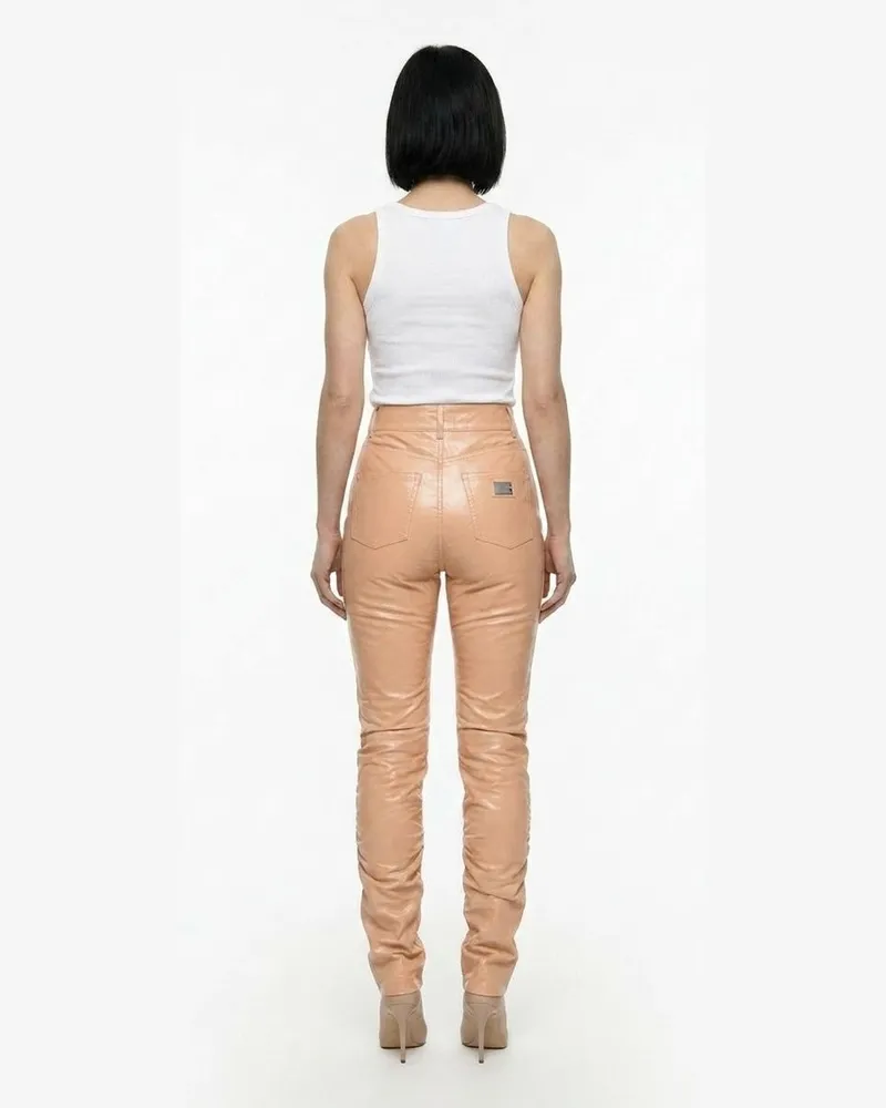 Dolce & Gabbana Women Pink Leather Pants Pink