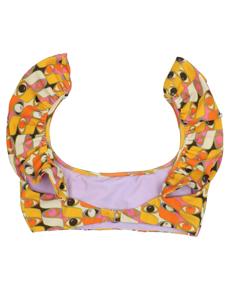 La DoubleJ Ruffle Print Bikini Top — Yellow Yellow
