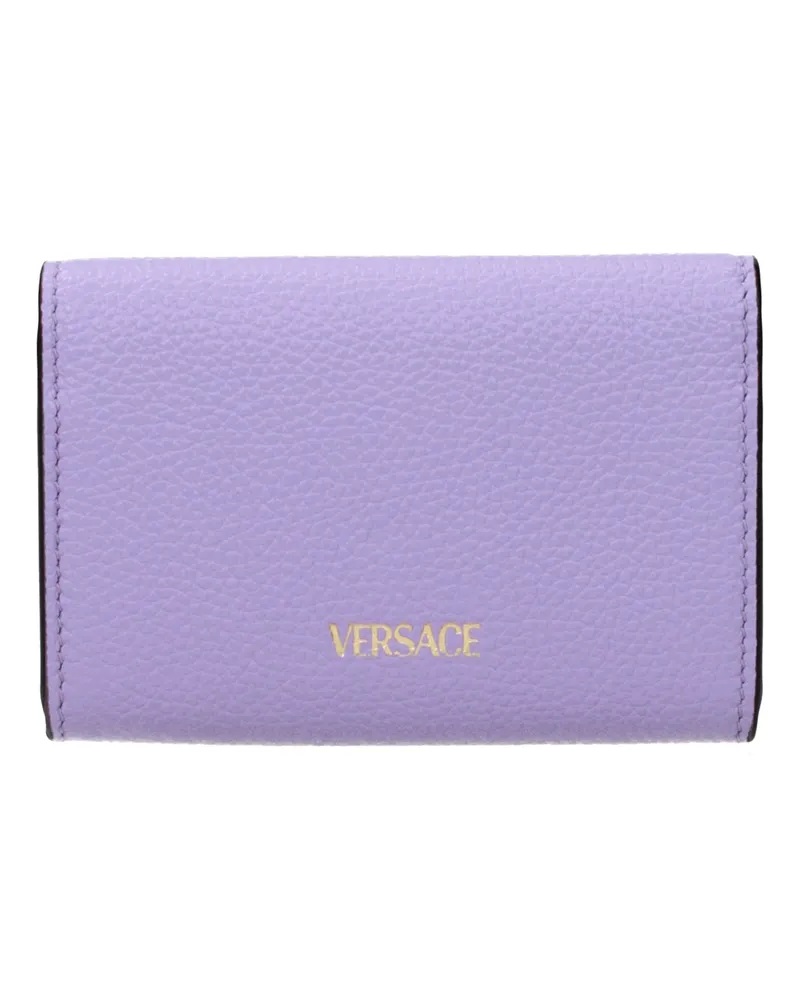 Versace Medusa-Logo Leather Wallet — Purple Purple