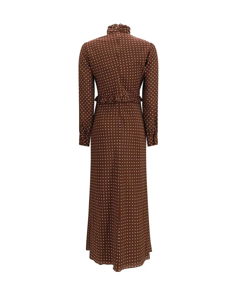 Alessandra Rich Women's Brown Silk Casual Dress Brown