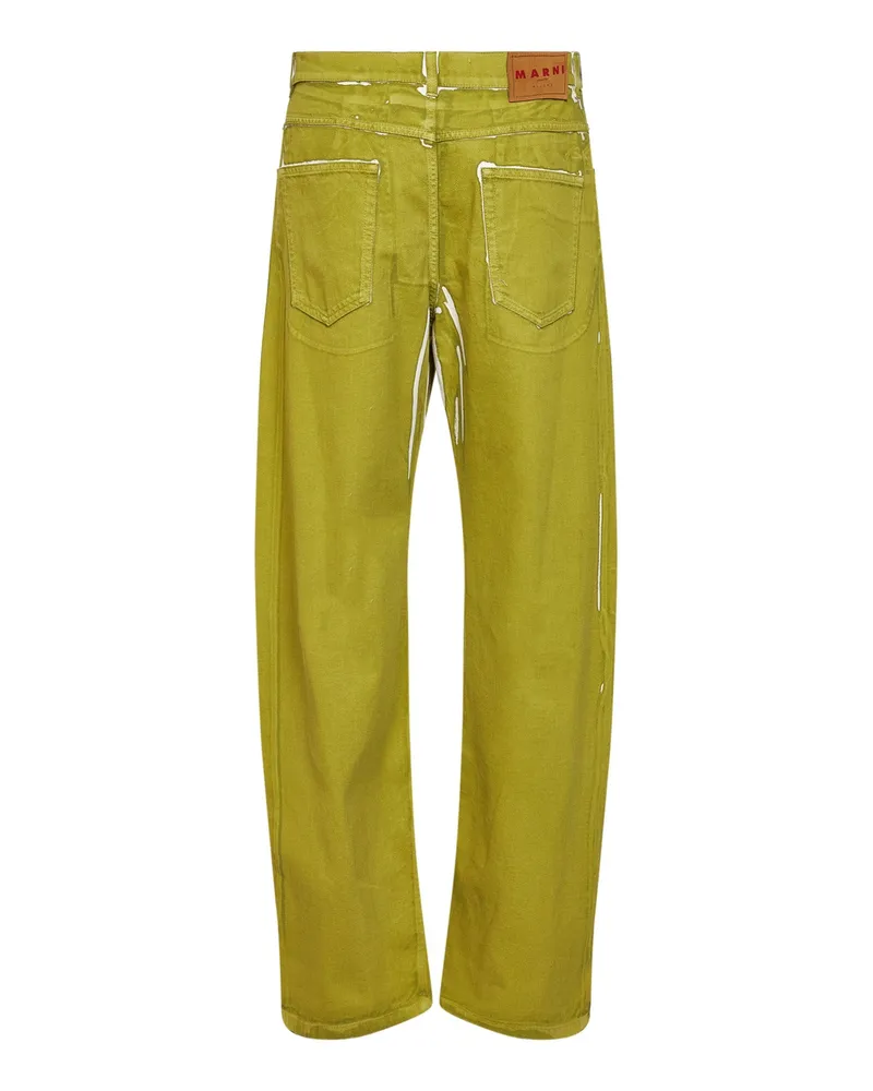 Marni Men's Jeans Wide-Leg Green Denim Cotton Green