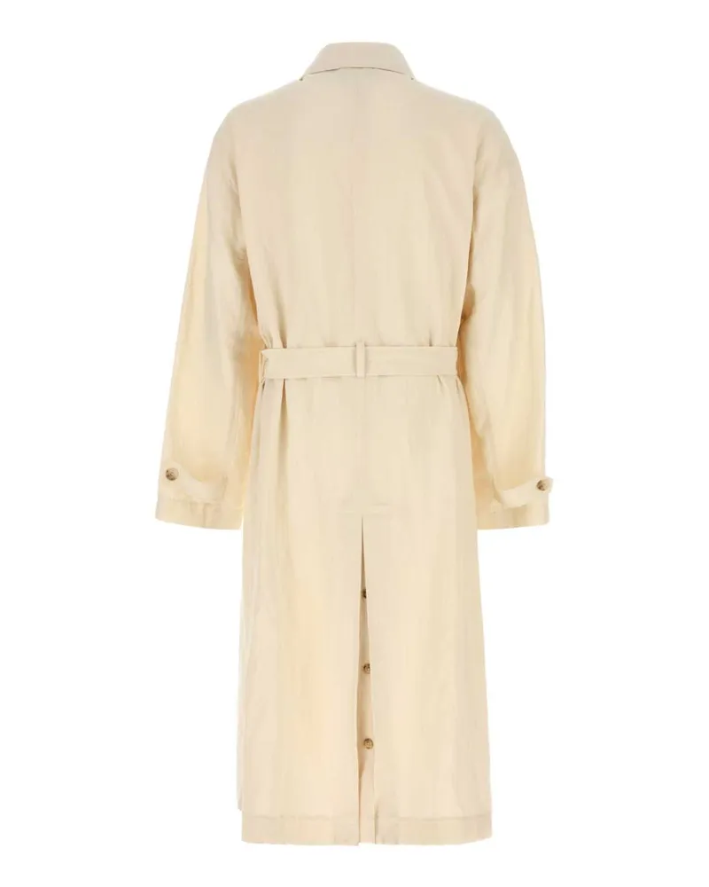 Dolce & Gabbana G058ktfutdj W0001 Bianconaturale Exterior: Cotton Linen Trench Coat Beige