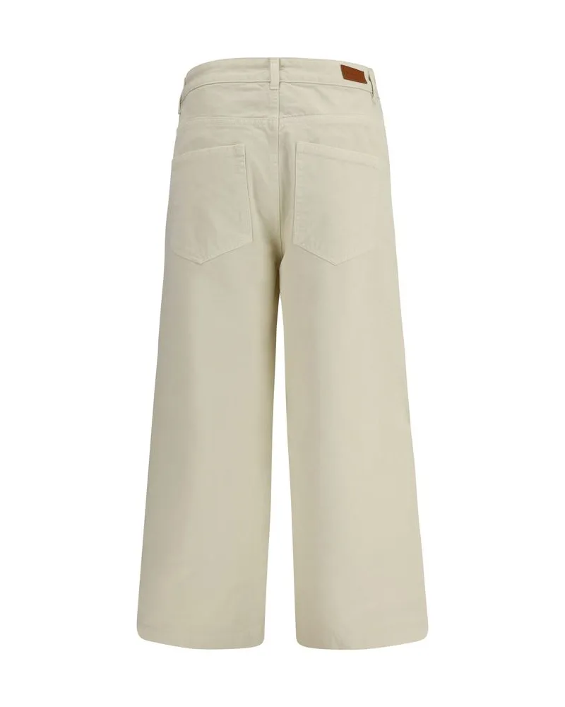 Moncler Women's Beige Cotton Casual Pants Beige