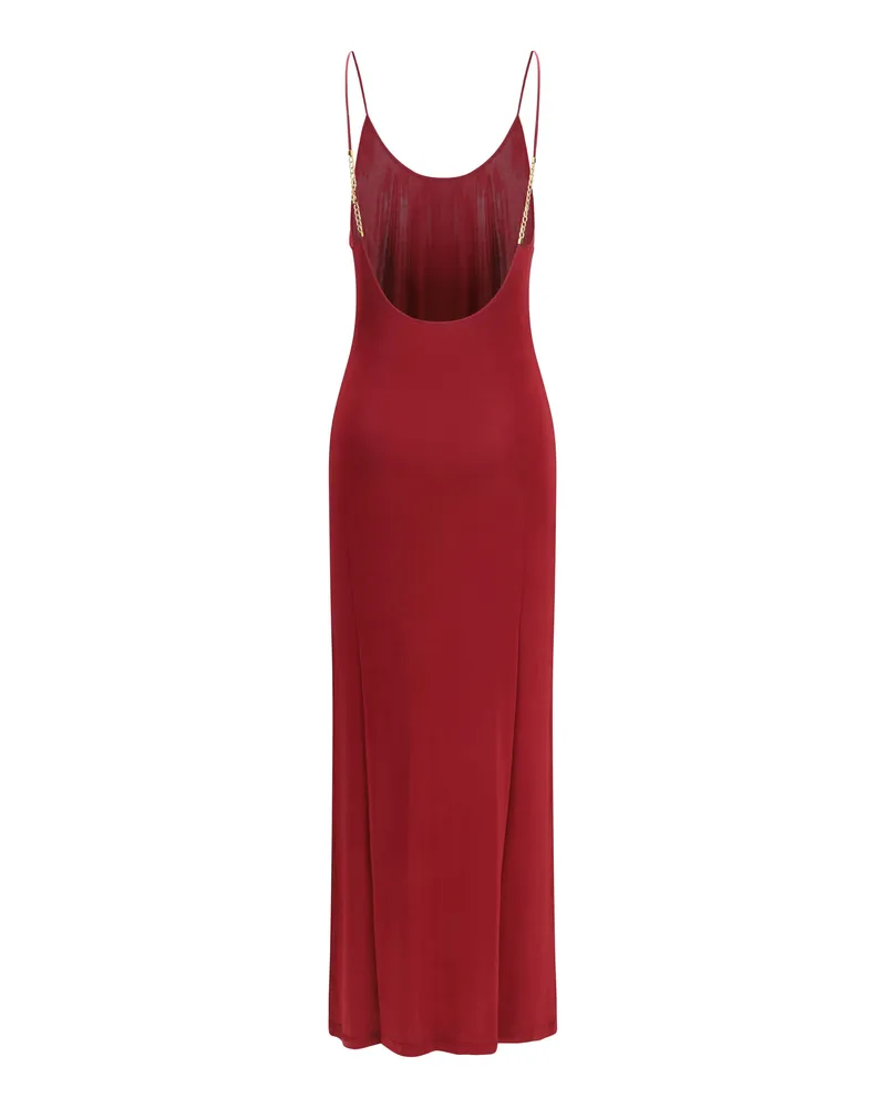 Saint Laurent Women's Backless Knit Dress With Cassandre Chain Bordeaux Viscose; Elastane 