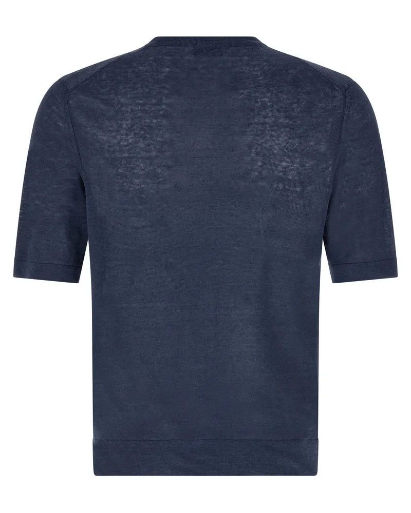 Ballantyne Argyle Jacquard T-shirt — Navy Navy