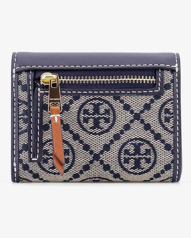 Tory Burch Women's Envelope Wallet T Monogram Blue Leather Leather-Cotton-Polyester & Purses Leather/cotton/polyester Blue