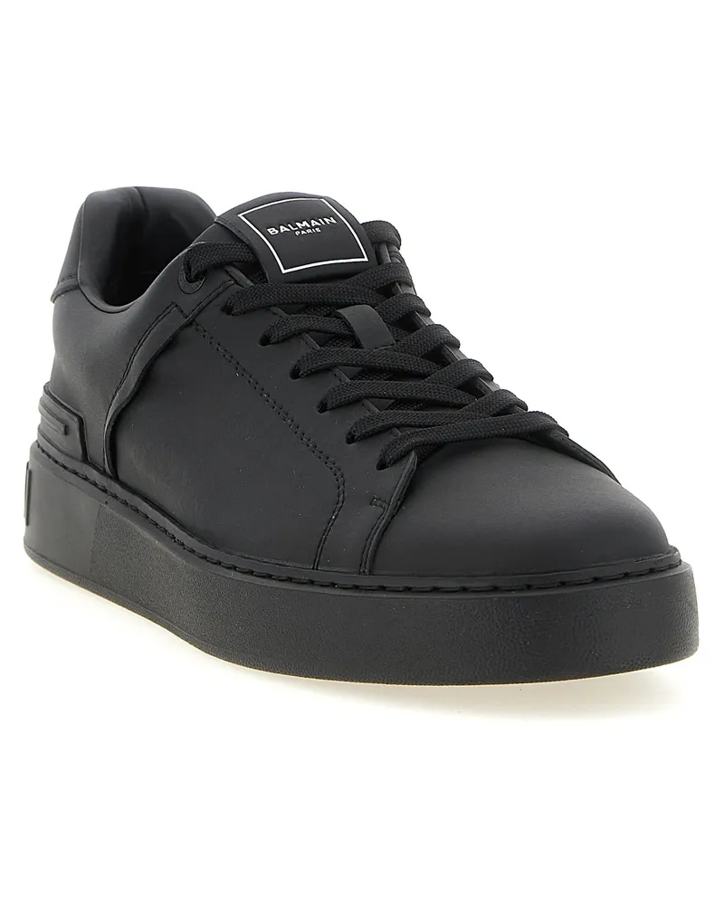 Balmain Men's Black Calfskin Low Top Sneakers Black