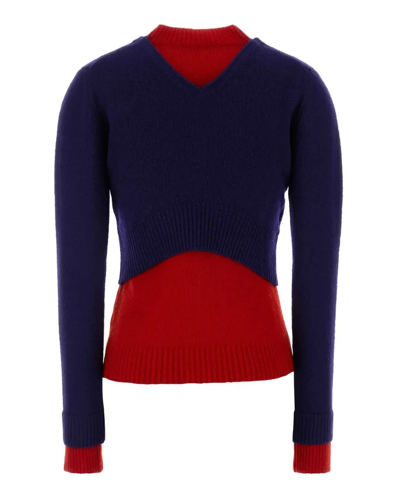 Jil Sander Women's Navy Blue Wool Blend Sweater Haiti Exterior: Virgin Nylon Maglieria Navy