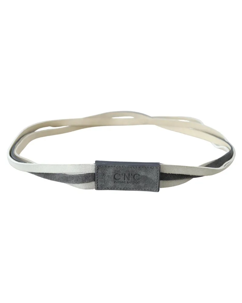 CoSTUME NATIONAL Women's White Velvet Square Logo Design Waist Belt Leather White