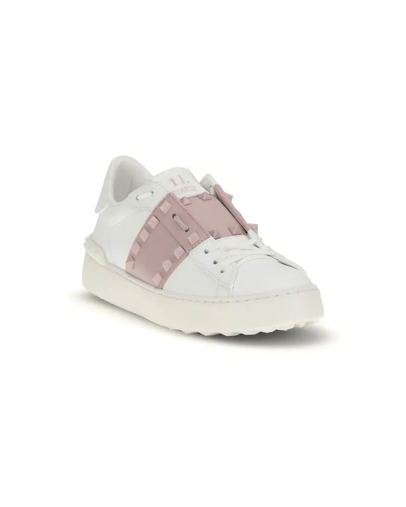 Valentino Garavani Women's White Calf Leather Bos Taurus Low Top Sneakers White