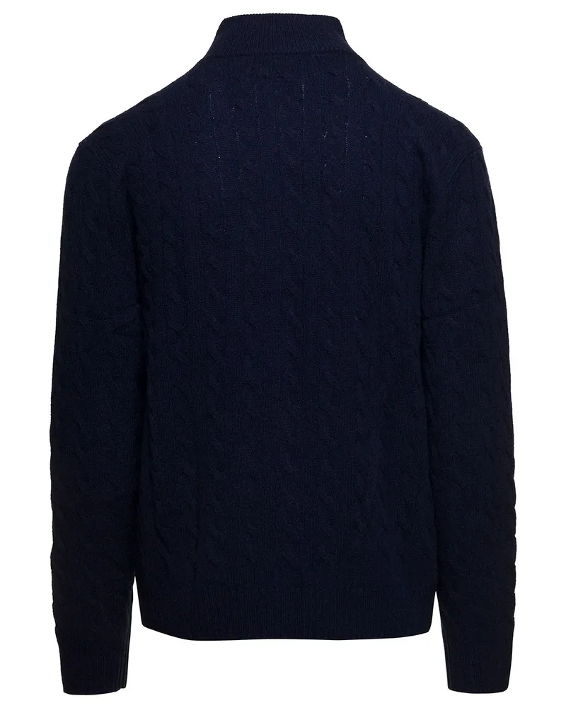Ralph Lauren Men's Cable Knit Sweater Blue Wool And Cashmere Tops Top 