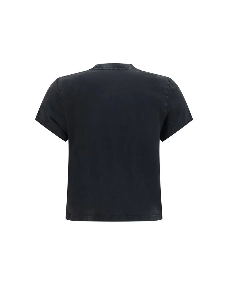 Alexander Wang Women Gray Cotton T-Shirt Black