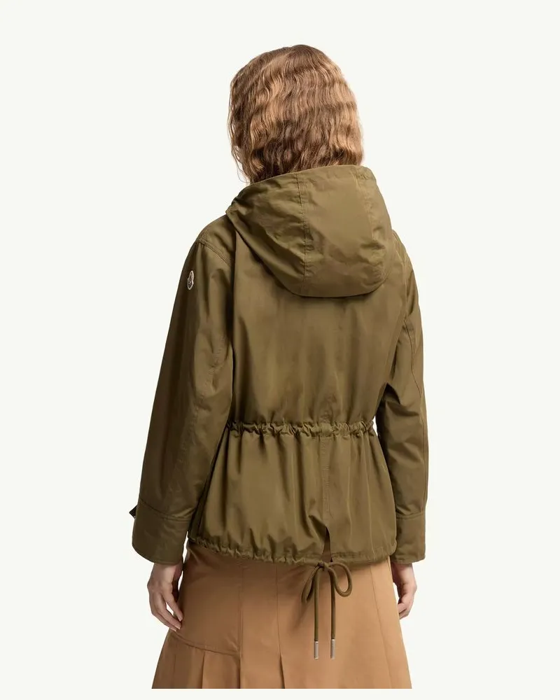 Moncler Fur-Trimmed Hood Down Jacket — Khaki Khaki