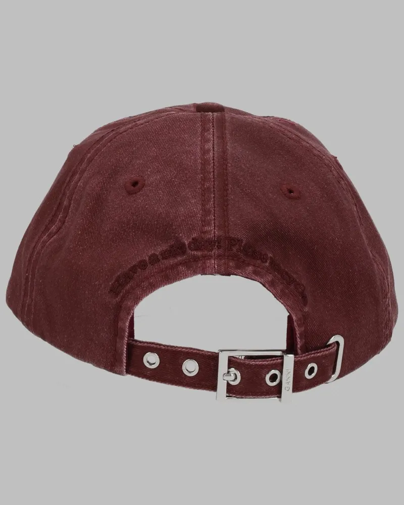 Ganni B3020267_431 Embroidered Logo Baseball Cap — Burgundy Burgundy