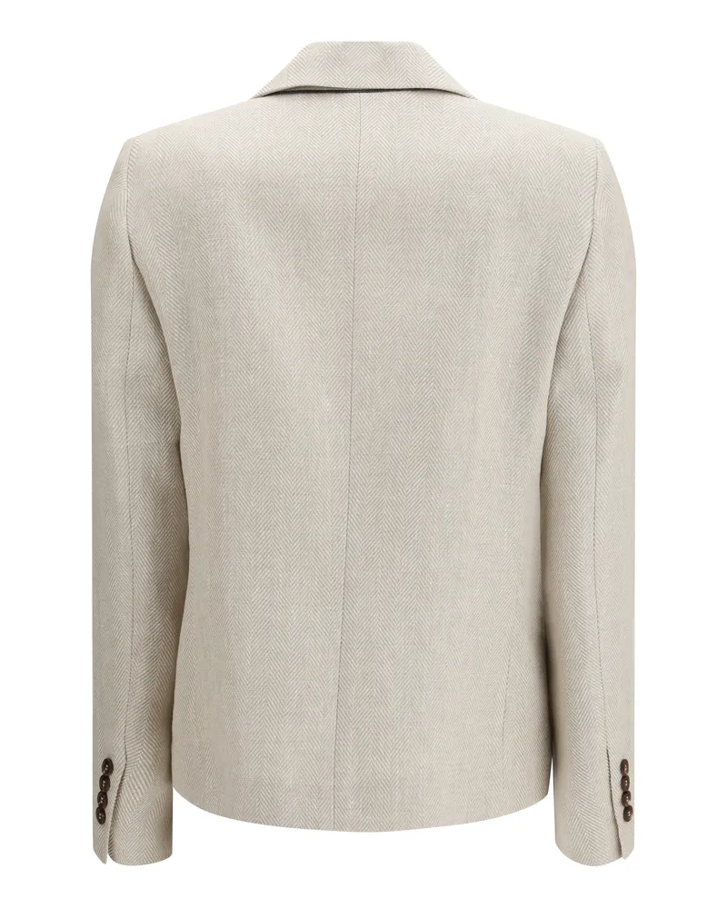 Brunello Cucinelli Women's Button Herringbone Blazer Beige-Panama Outer: Linen; Cotton Jacket Beige/panama Beige