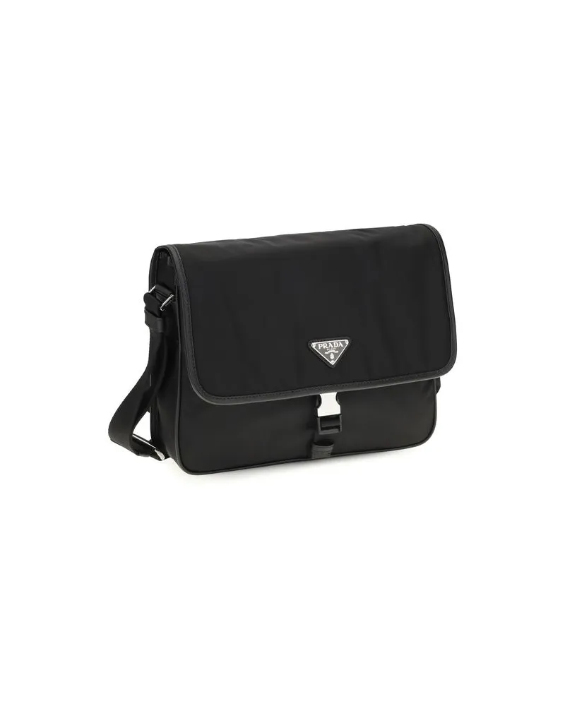 Prada Men's Black Recycled Polyamide Shoulder Bag Black