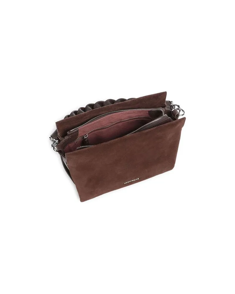 Coccinelle Women's Top Handle Bag Brunette Suede Leather Grained Top-handle-bags Brown