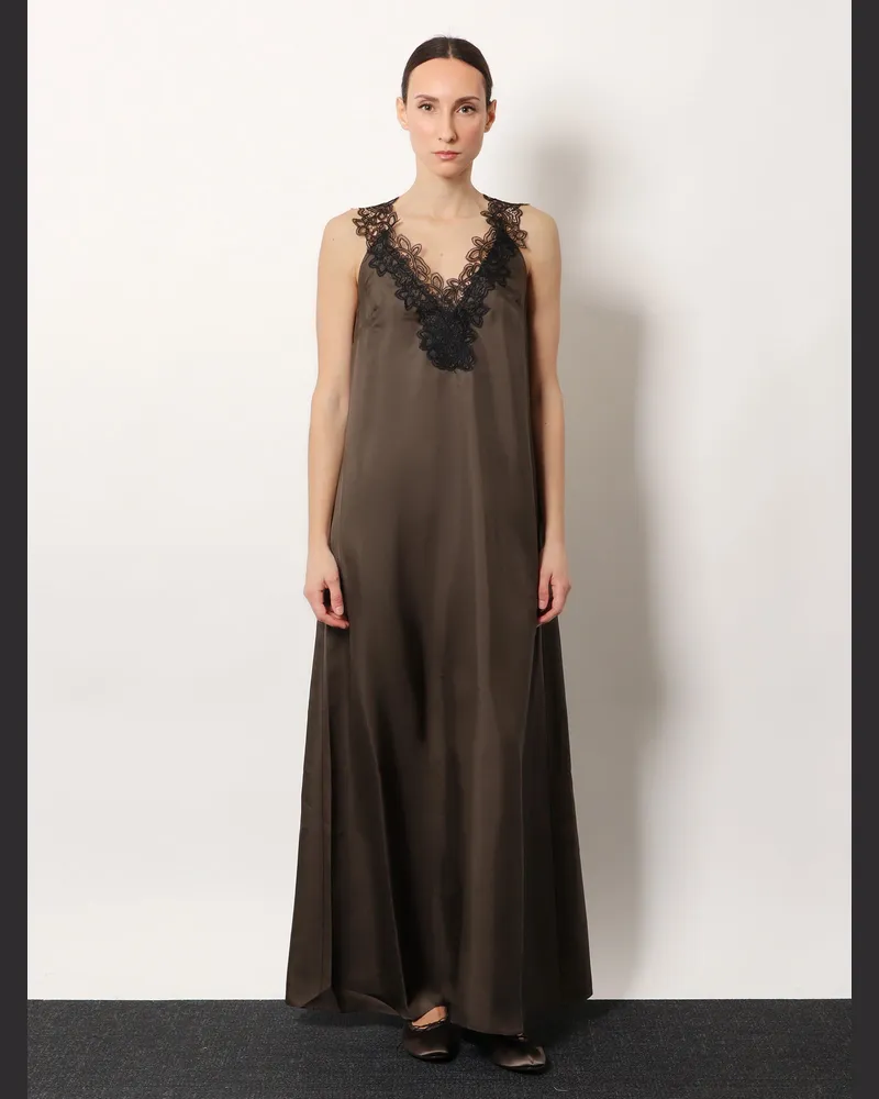 Róhe Women's Silk Long Dress Green Brown