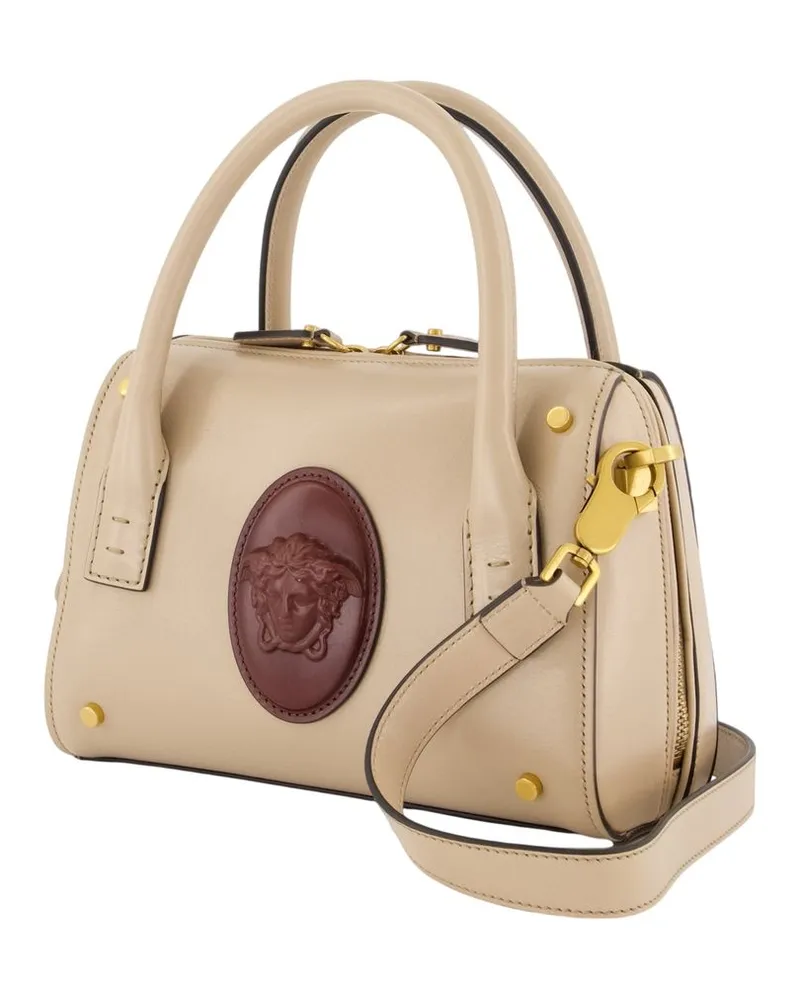 Versace Women's Small Boston Crossbody -  Leather Ivory Calfskin Bags Crossbodies Beige