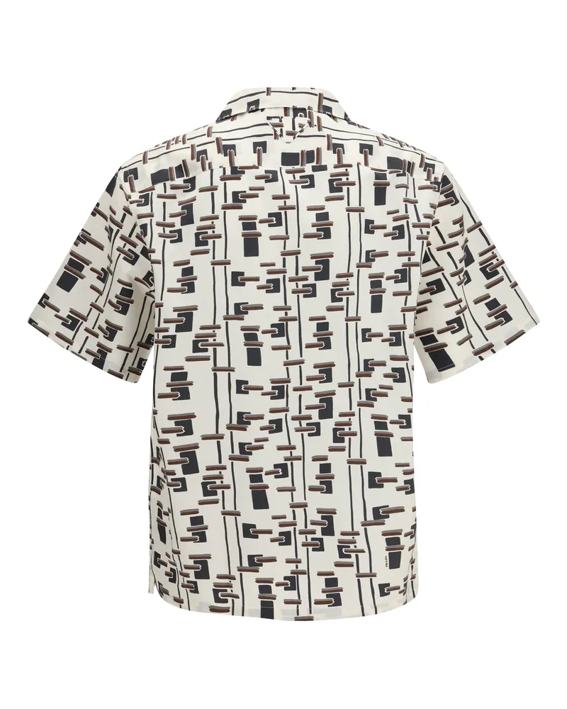 Prada Men's Bowling Shirt Natural-Bordeaux Cotton Natural/bordeaux Multicolor