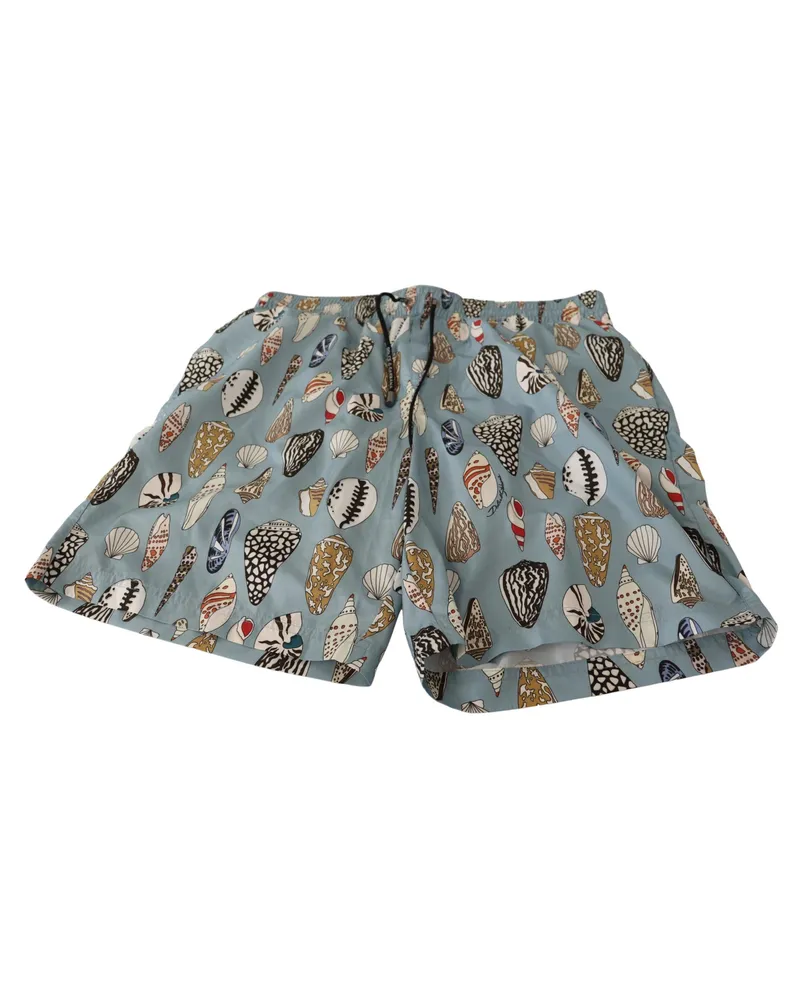 Dolce & Gabbana Seashell-Print Polyester Swim Shorts — Blue Blue