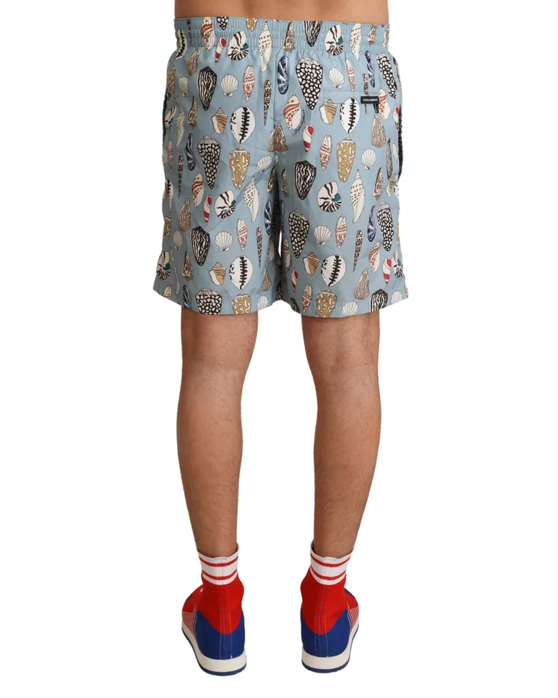 Dolce & Gabbana Men's Blue Seashell Beachwear Swimwear Shorts Polyester Blue