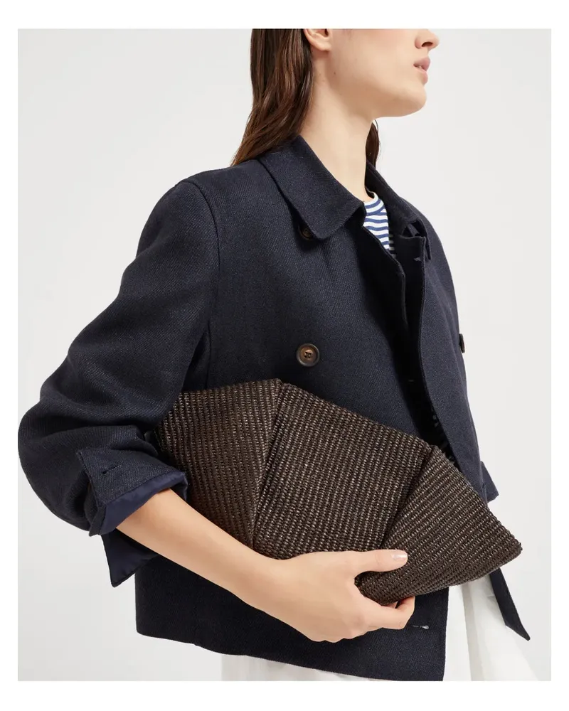 Brunello Cucinelli Women's Interwoven-Design Clutch Bag Brown Ss25 W Brown
