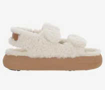 Shearling Sandals — White
