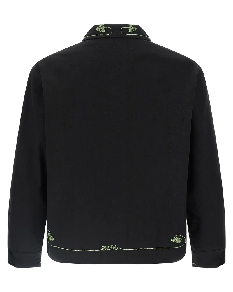 BODE Men's Black Cotton Full-Length Jacket Clothing Black