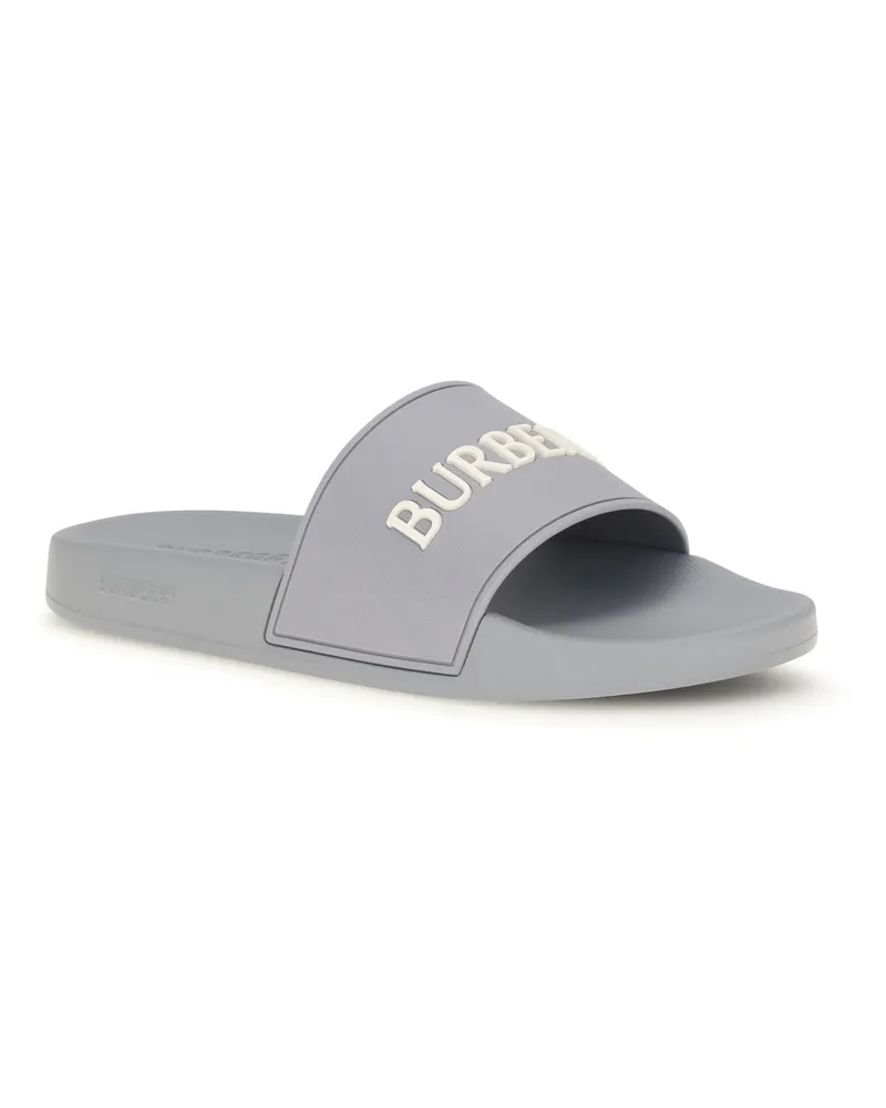 Burberry Men's Logo Slides Marble Grey-Dove Bei Rubber Sandal Grey/dove Gray