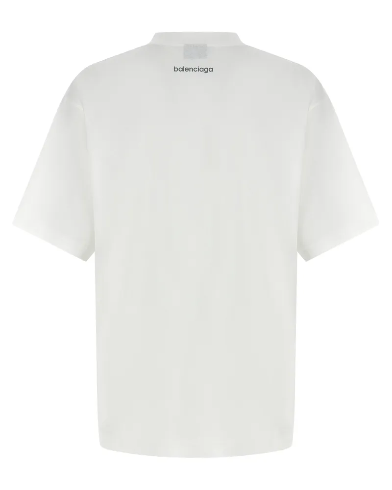 Balenciaga Logo-Embroidered T-Shirt — White White