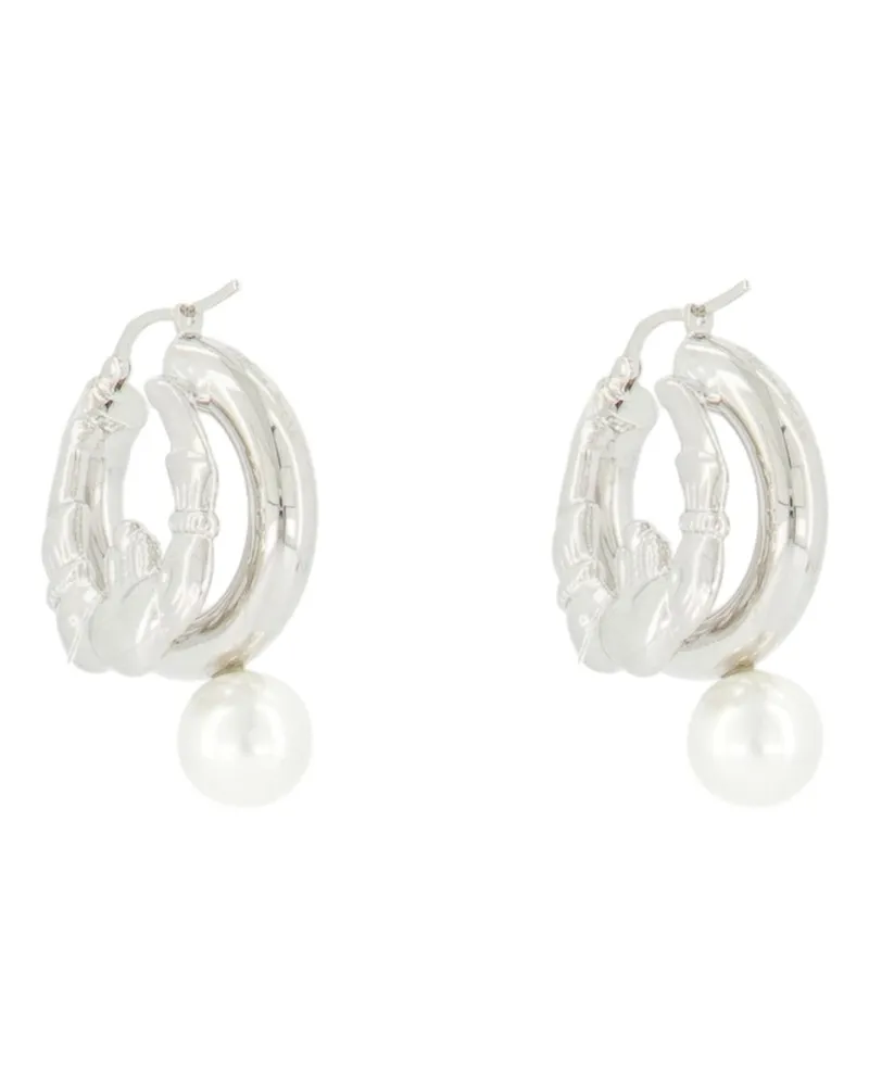 Simone Rocha Stacked Claddagh Earrings — Silver Silver