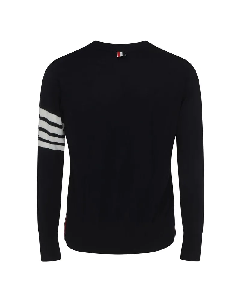 Thom Browne Striped Wool Cardigan — Blue Blue