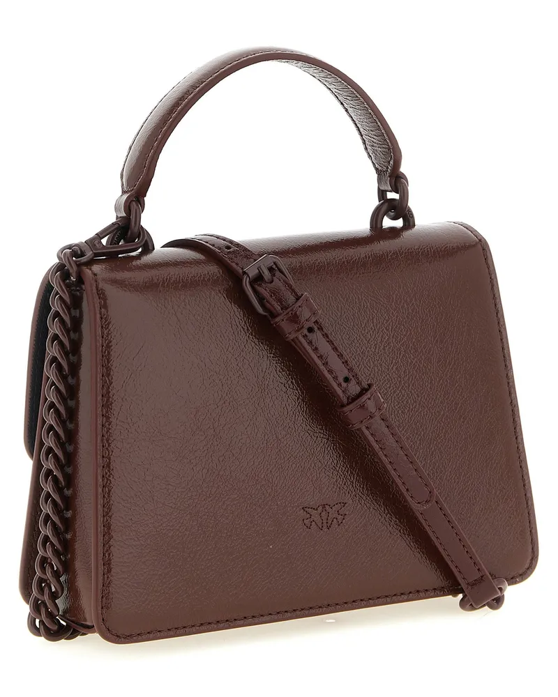 Pinko Leather Buckle-Flap Top Handle Bag — Burgundy Burgundy