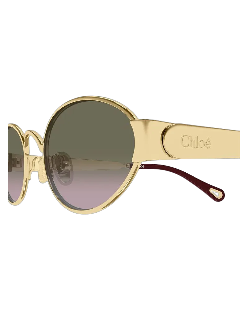 Chloé Unisex Sunglasses Metallic Metal Gold
