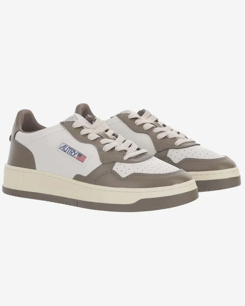 AUTRY Men's Sneakers Medalist Low Multicolour Leather Trainers White