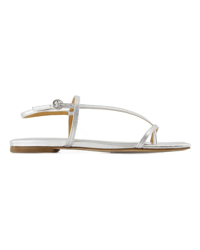 aeyde Women's Ella Sandals -  Leather Silver Calfskin Shoes Flat-Shoes Silver