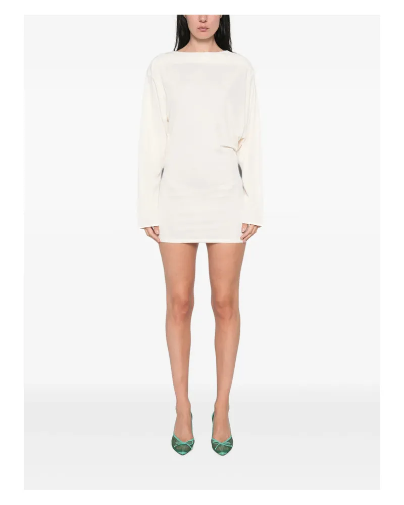Jacquemus Boat Neck Open Back Dress — White White