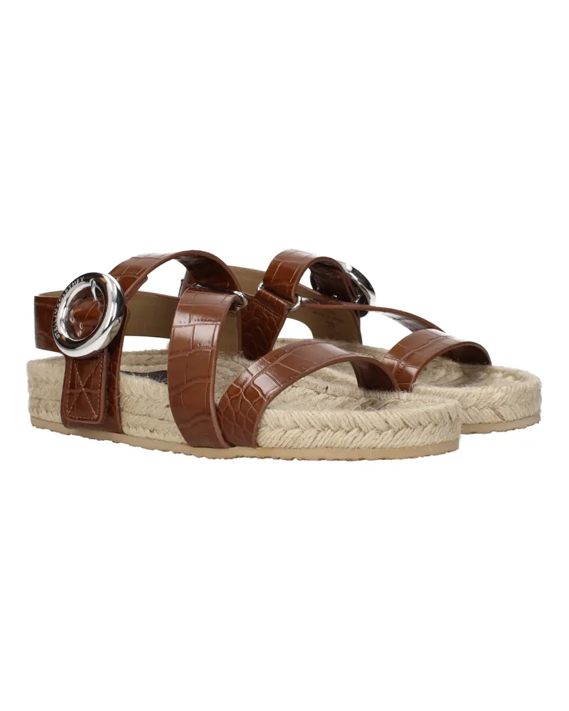 Stella McCartney Women's Brown Leather Flat Sandals Brown