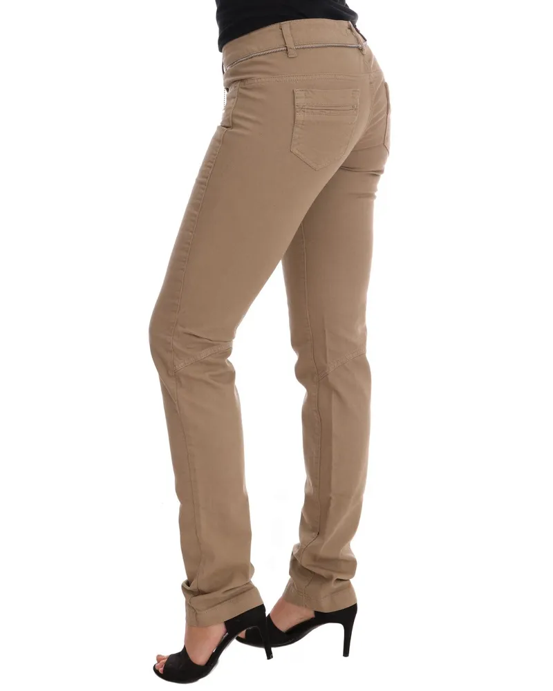 CoSTUME NATIONAL Women's Beige Cotton Stretch Slim Fit Jeans Clothing Beige