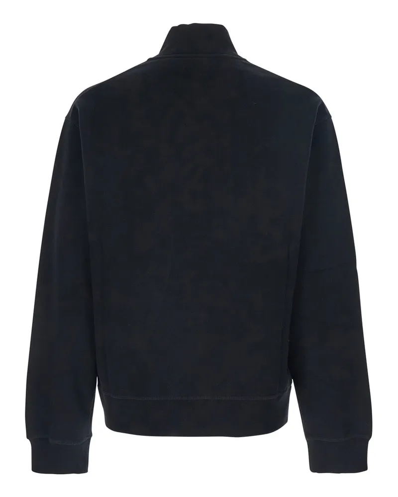Dsquared2 Men Black High Neck Sweatshirt With Lettering Logo Cotton Sweatshirts Sweater Black