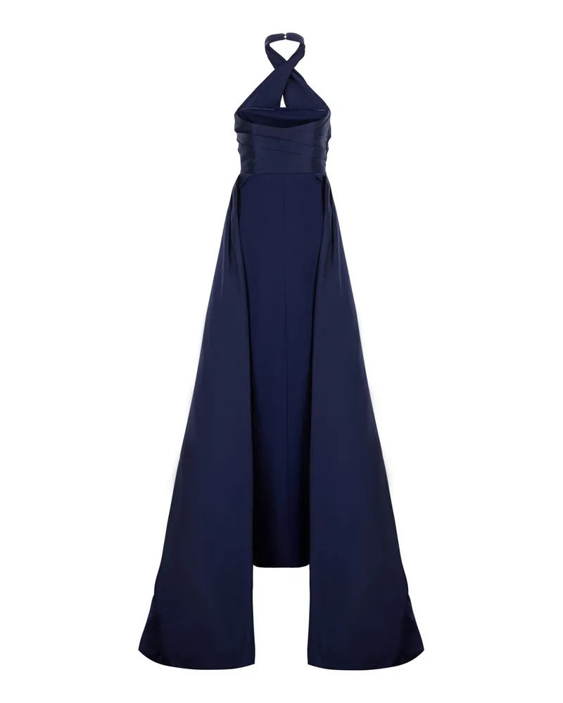 Solace London Halter V-Neck Dress — Blue Blue