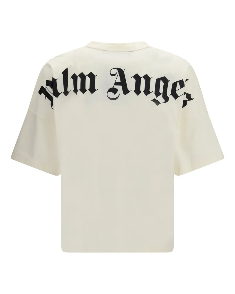 Palm Angels Men's Classic T-Shirt With Oversized Back Logo Off White - Black Cotton T-Shirts And Polos White